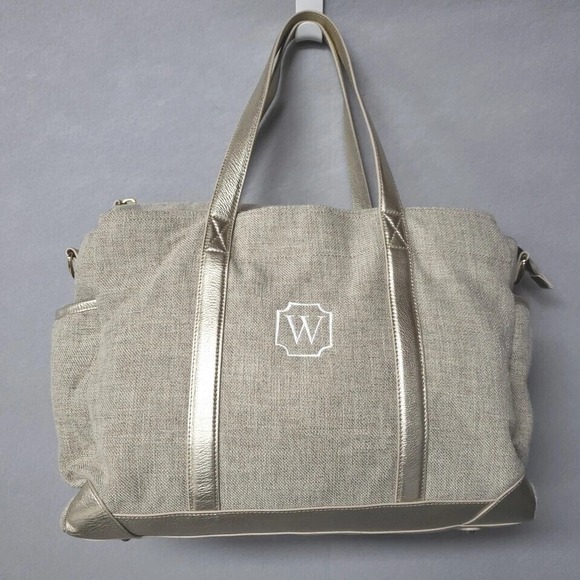 Pottery Barn Handbags - Pottery Barn Kid's Linen Classic Diaper Bag Trendy Linen Gold MSRP $199